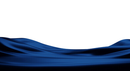 Blank deep blue cloth for product placement isolated on transparent background with copy space 3D render