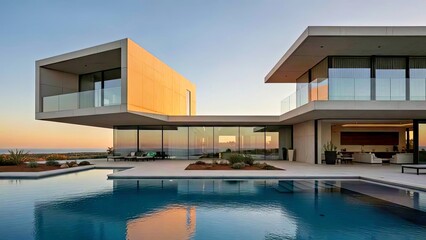 Modern Luxury Home Architecture With Infinite Ocean View and Private Swimming Pool