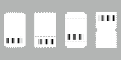 set of Empty Ticket mockup vector illustration. Blank Ticket collection isolated background. Ticket template design .Blank tickets mockup for entrance to the concert or show.