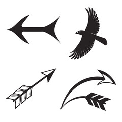 Obraz premium Collection of arrow and bird silhouettes