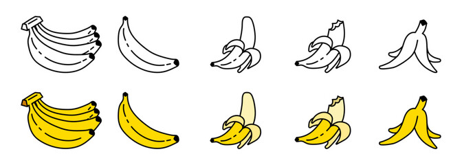 banana doodle icon peeled fruit waste © izzul fikry (ijjul)