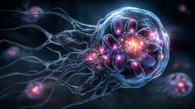 Giardia lamblia protozoan, the causative agent of giardiasis, 3D illustration
