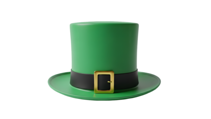 St patrick's day green top hat with gold buckle and black band