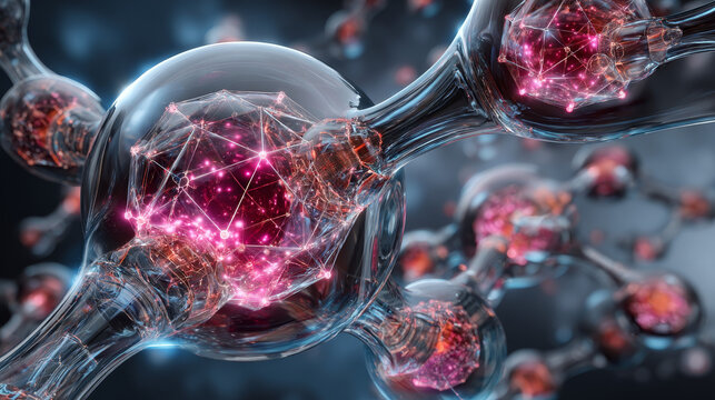 Molecular model of insulin molecule, 3D illustration