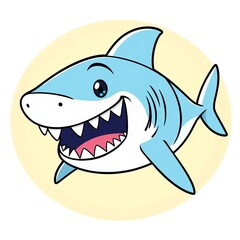 Vector cartoon shark outline for kids coloring book, bold lines for easy coloring,  cute,  smooth