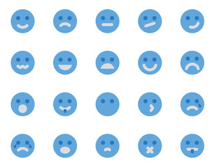 Blue color icons set for Emoji.