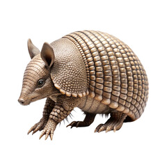 An armadillo in profile, detailed close-up, highlighting its unique protective shell