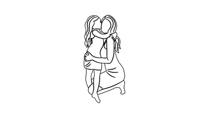 Obraz premium Loving mother embraces her young daughter in a tender moment of connection.