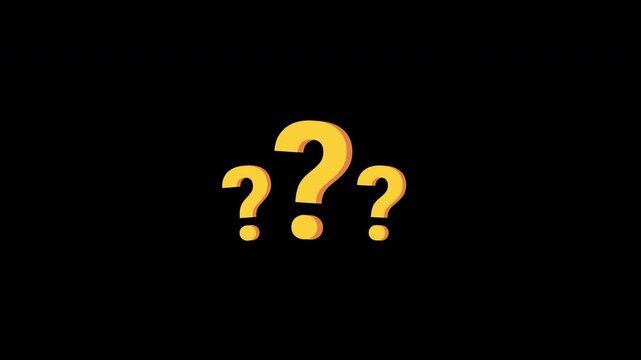 Pop up question mark looping animation on transparent background. 4K