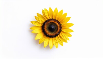 Obraz premium A bright yellow sunflower in full bloom, symbolizing joy, warmth, and positive energy against a clean white background