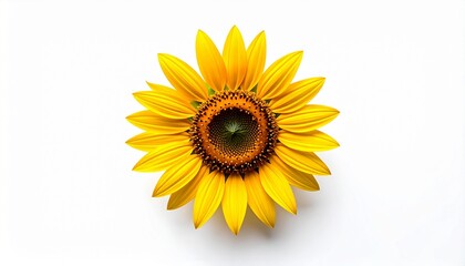 Fototapeta premium A bright yellow sunflower in full bloom, symbolizing joy, warmth, and positive energy against a clean white background