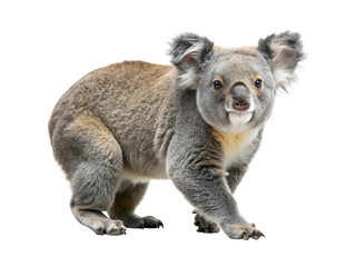 Cute koala looking at the camera on a black background