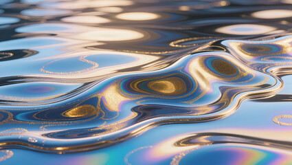 Iridescent Liquid Waves Abstract.