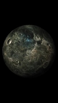 4K vertical video of fictional ceres with black background