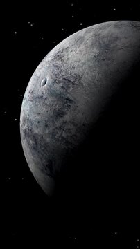 Fictional eris with black background in space 4K vertical animation