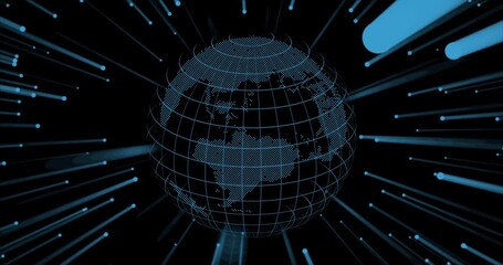 Futuristic digital globe of Earth with glowing network lines. Technology world map with connected dots representing global communication and internet network.global connectivity, and digital solutions - Powered by Adobe