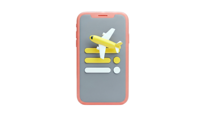 3D Render of a Smartphone with Airplane Icon and Travel Booking Interface