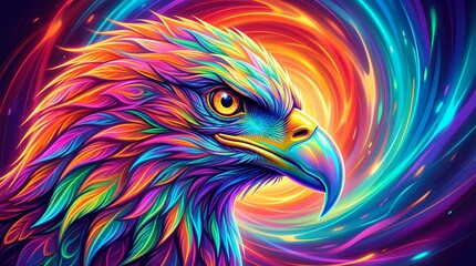 Obraz premium Colorful abstract eagle head illustration with vibrant paint splash artistic style creativity power vision and modern digital art concept