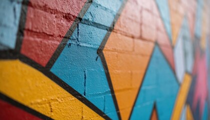 Colorful Brick Wall Graffiti Art - A Vibrant Urban Expression.