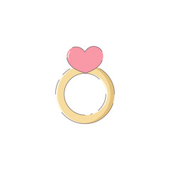 Illustrative depiction of a charming golden ring with a prominent pink heart, symbolizing deep love and enduring romance for a meaningful connection, perfect for engagements or heartfelt gestures