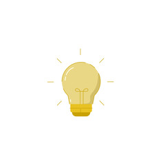 Illuminating idea A bright, yellow light bulb glowing with inspiration on a white background, symbolizing innovation and creativity