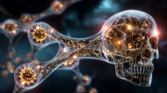 Spongy bone tissue affected by osteoporosis, 3D illustration