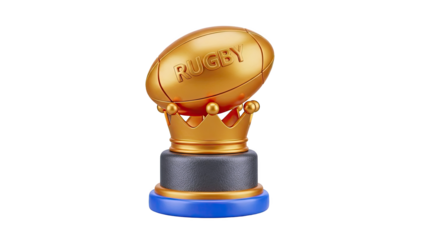 Golden Rugby Trophy with Crown