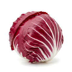 Obraz premium Close-up of a vibrant, fresh radicchio head with crisp leaves and white veins