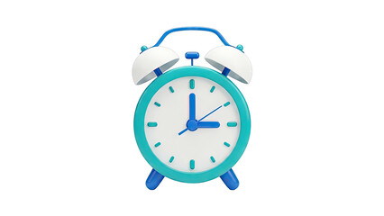 3D Render of a Teal and Blue Alarm Clock