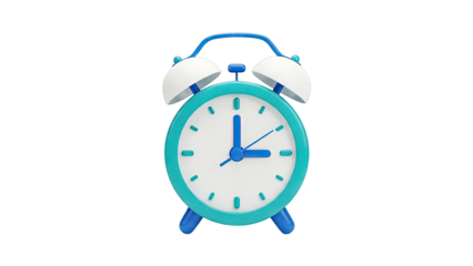 3D Render of a Teal and Blue Alarm Clock