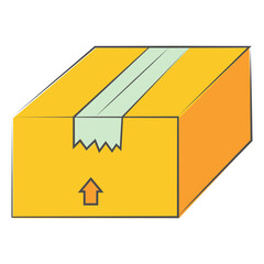 Sealed yellow cardboard shipping box