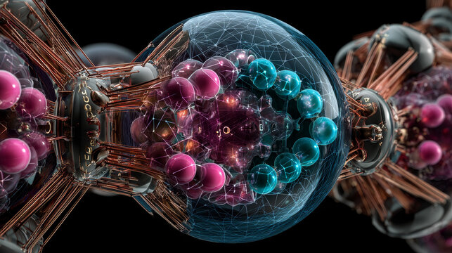 Molecular model of insulin molecule, 3D illustration