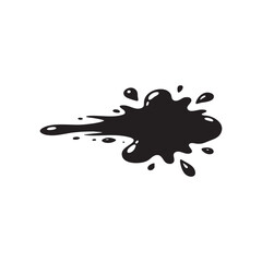 Black ink blot and streak splash silhouette black and white vector illustration isolated on white background