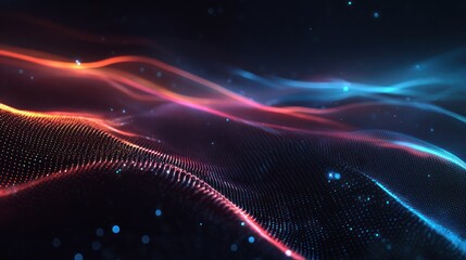 Abstract Digital Waves in Vibrant Colors and Soft Light Effects