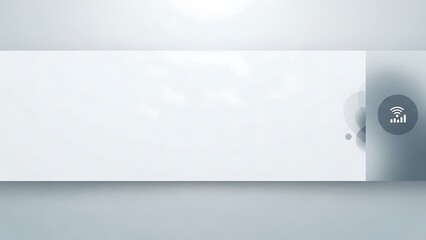 Sleek abstract background with a wide white banner and a prominent Wi-Fi signal icon, symbolizing seamless digital connectivity and wireless technology.