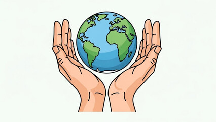 World in Gentle Hands: a gentle representation of environmental guardianship and global unity, as a pair of hands cradles the earth