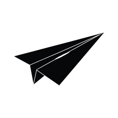 Black Paper Plane Icon on White Background