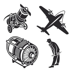 Vintage aviation and engineering silhouettes © Tonni