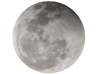 A bright full moon orbits through the dark night sky, revealing a round lunar surface covered in craters against the black void of the universe