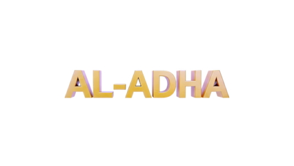 Golden 3D Text 'AL-ADHA' on White Background