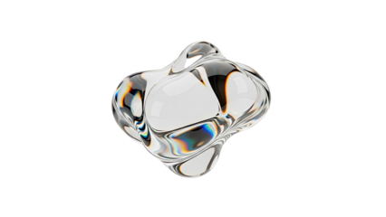 Abstract Clear Amorphous Shape with Rainbow Refractions