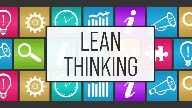 Lean Thinking Colorful Business Symbols Squares Lines Background Box Text 