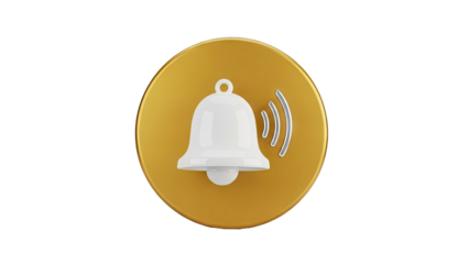 3D Notification Bell Icon on transparent background