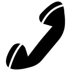 Black telephone handset icon silhouette