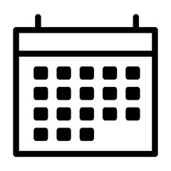 Simple black calendar icon symbol