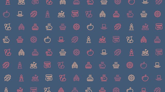 Thanksgiving Icons Pattern Autumn Harvest Celebration Symbols Festive Holiday Elements Seamless