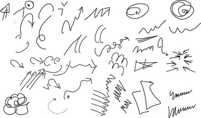 A collection of abstract doodles and scribbles on a white background
