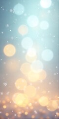 Soft bokeh lights cascade above snowy terrain adorned with silver ornaments and delicate star decorations.