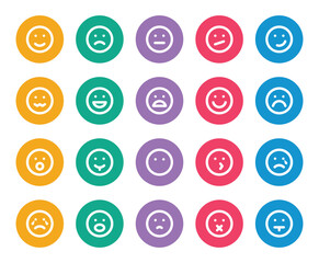 Rounded color outline icons set for Emoji.