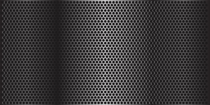 Grill mesh pattern with metal texture for speaker and micro hole background or seamless net by black grid and circle grate steel screen.